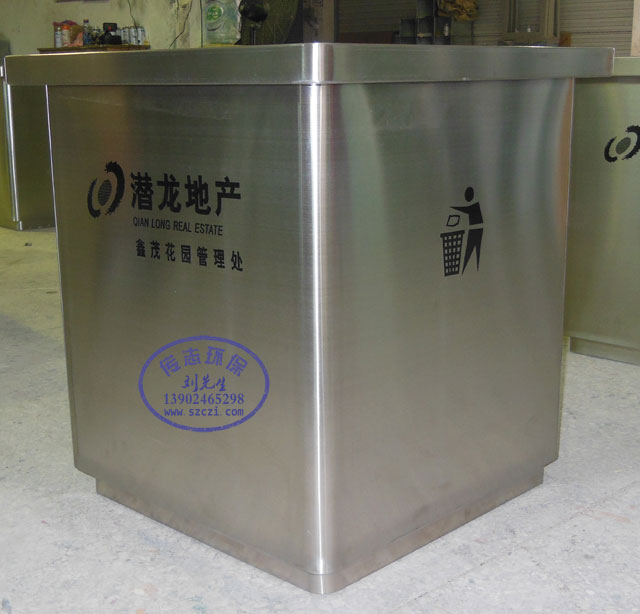 地產(chǎn)環(huán)保室內(nèi)方形加厚不銹鋼垃圾桶