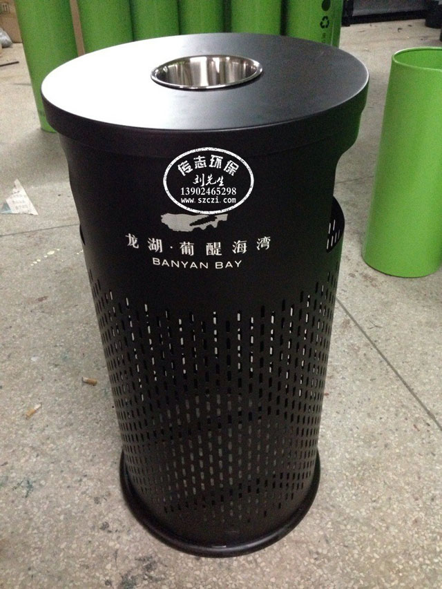 地產(chǎn)室內(nèi)烤漆鋼制垃圾桶
