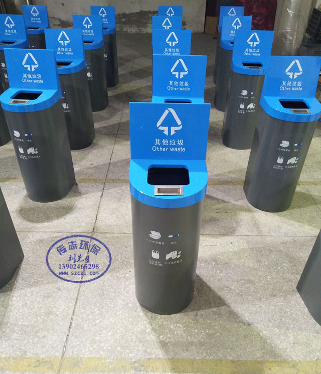 室內(nèi)單桶烤漆鋼制垃圾桶